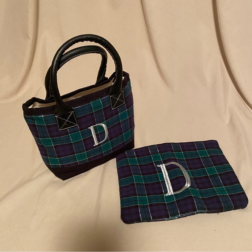 Blue/Green Plaid Sm Tote and Zipper Case